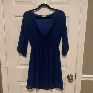 Everly Navy V Neck Long Sleeve Dress